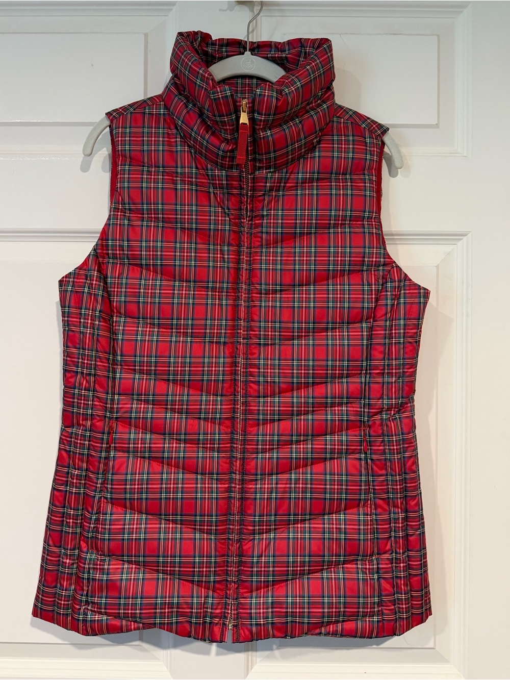 Talbots Quilted Puffer Vest - Red Tartan